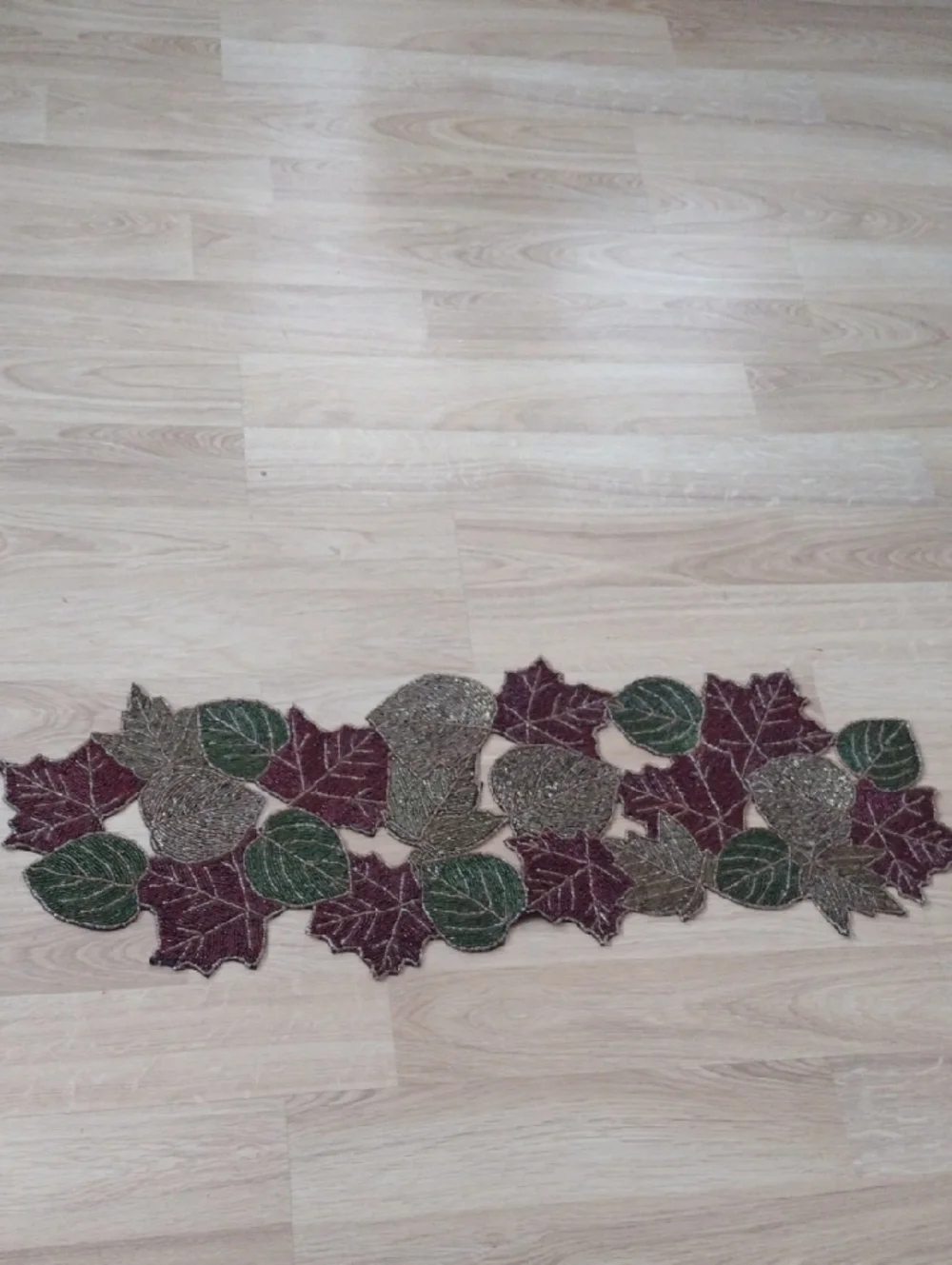 Pier One Glass Beaded Fall Autumn Table Runner 11